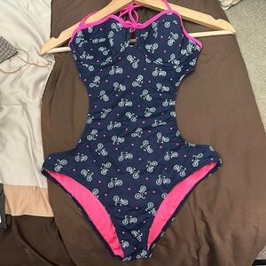 Abercrombie & Fitch Blue and Pink One Piece Swimsuit with Floral Print